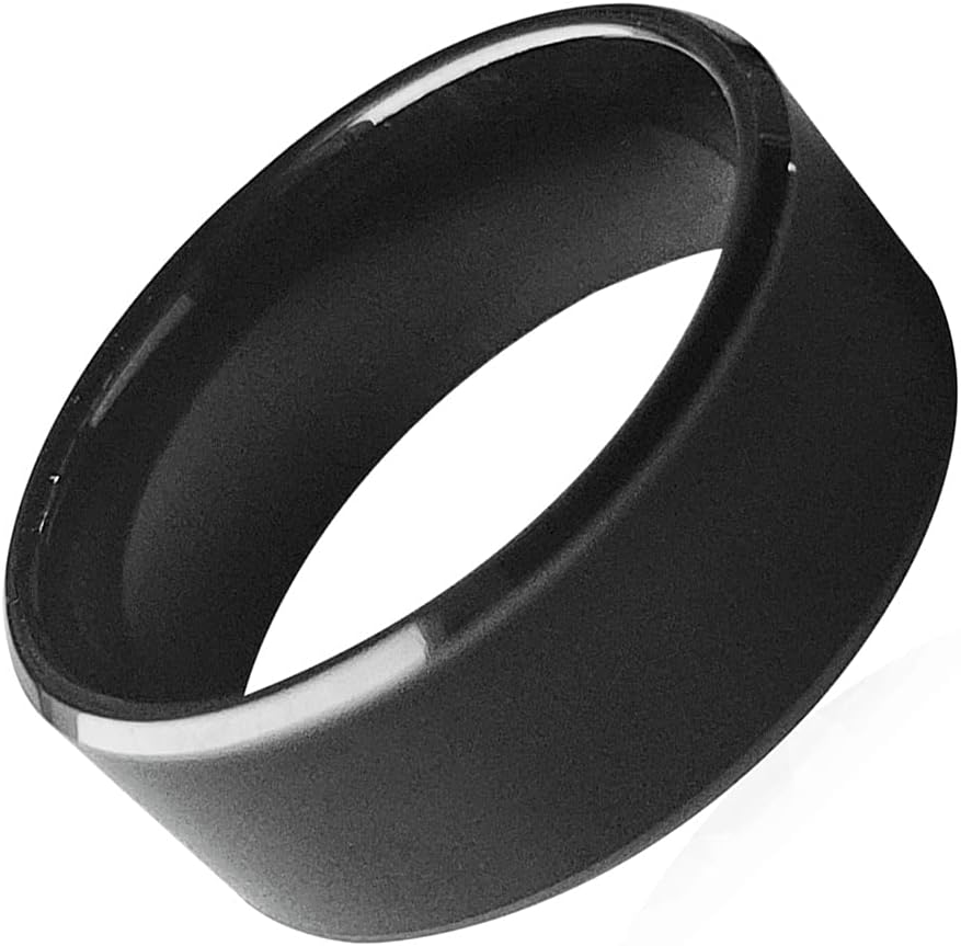Black Ceramics Smart Finger Ring with RFID Rewritable Dual Frequency IDT5577&IC CUID - Unisex Wearable (18mm)
