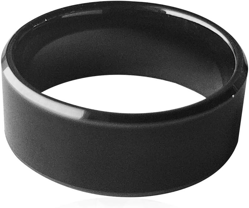 Black Ceramics Smart Finger Ring with RFID Rewritable Dual Frequency IDT5577&IC CUID - Unisex Wearable (18mm)