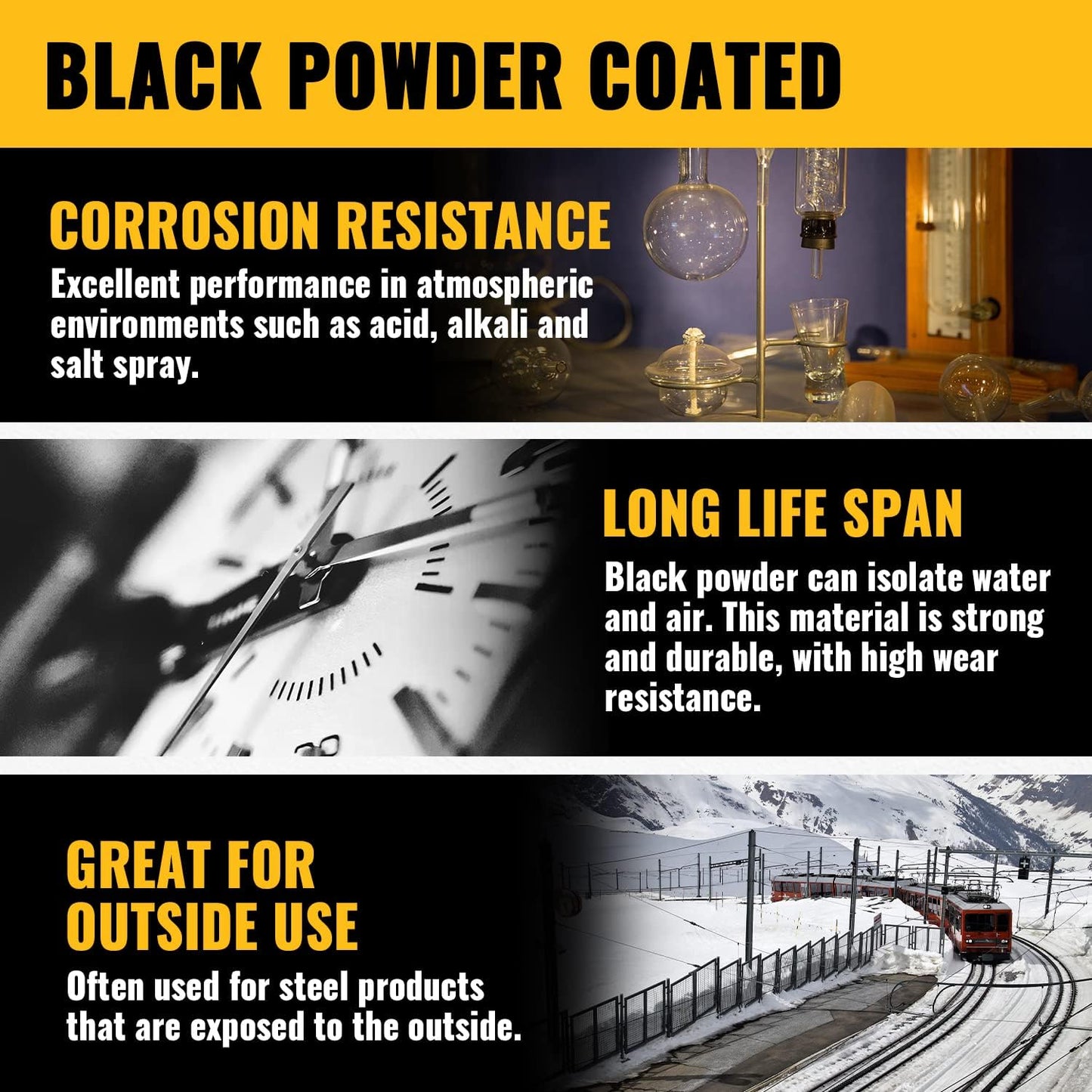 Black Chain Link Gate Latch 1-3/8" x 2-3/8" with Padlock Hole - 1 Piece