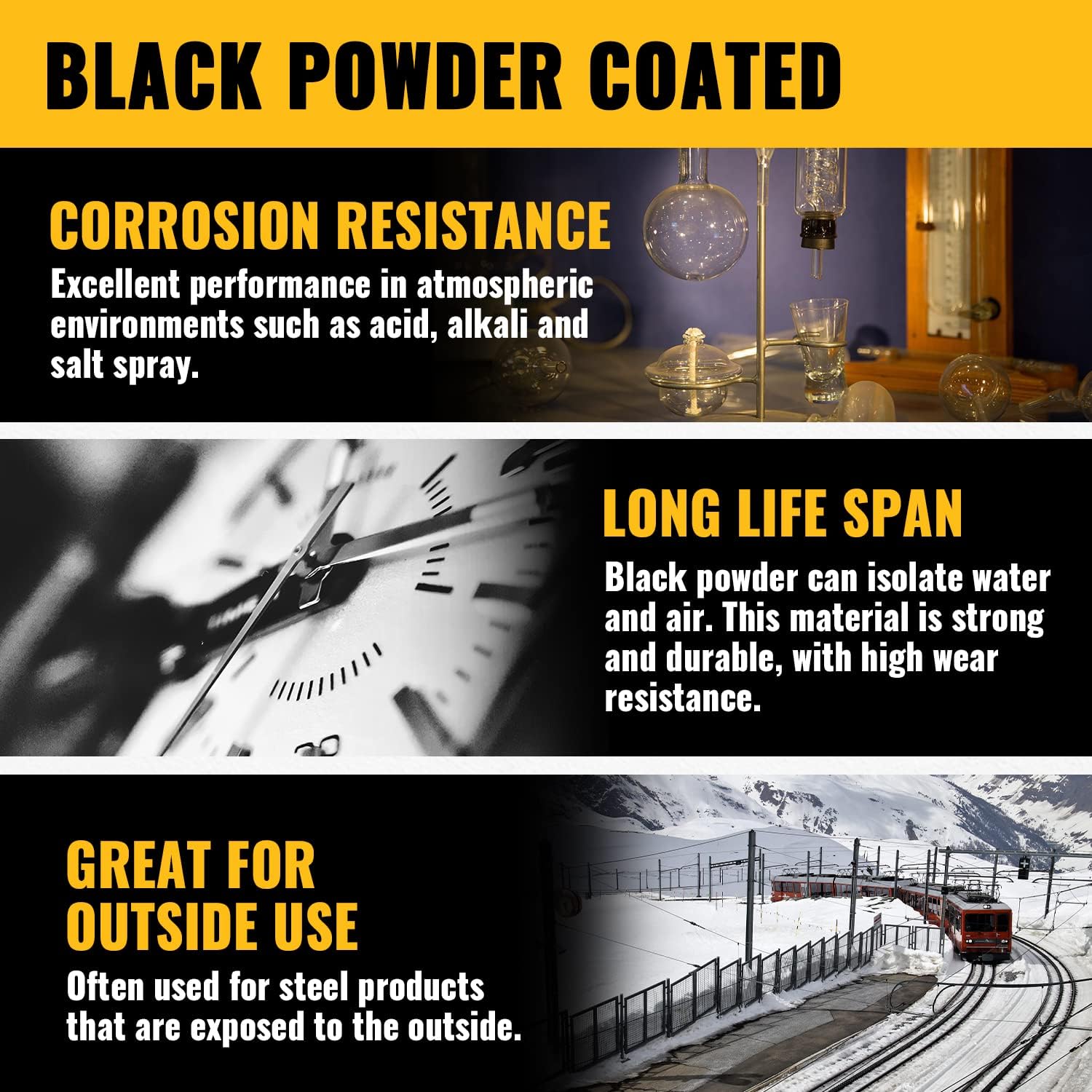 Black Chain Link Gate Latch 1-3/8" x 2-3/8" with Padlock Hole - 1 Piece