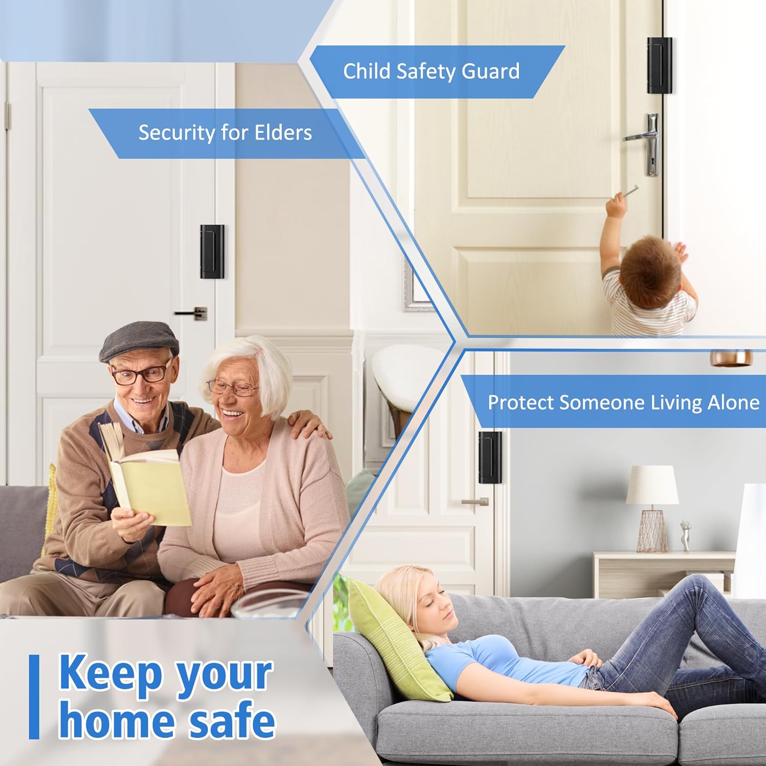 Black Childproof Door Reinforcement Lock for Enhanced Home Security and Privacy - 1 Pack