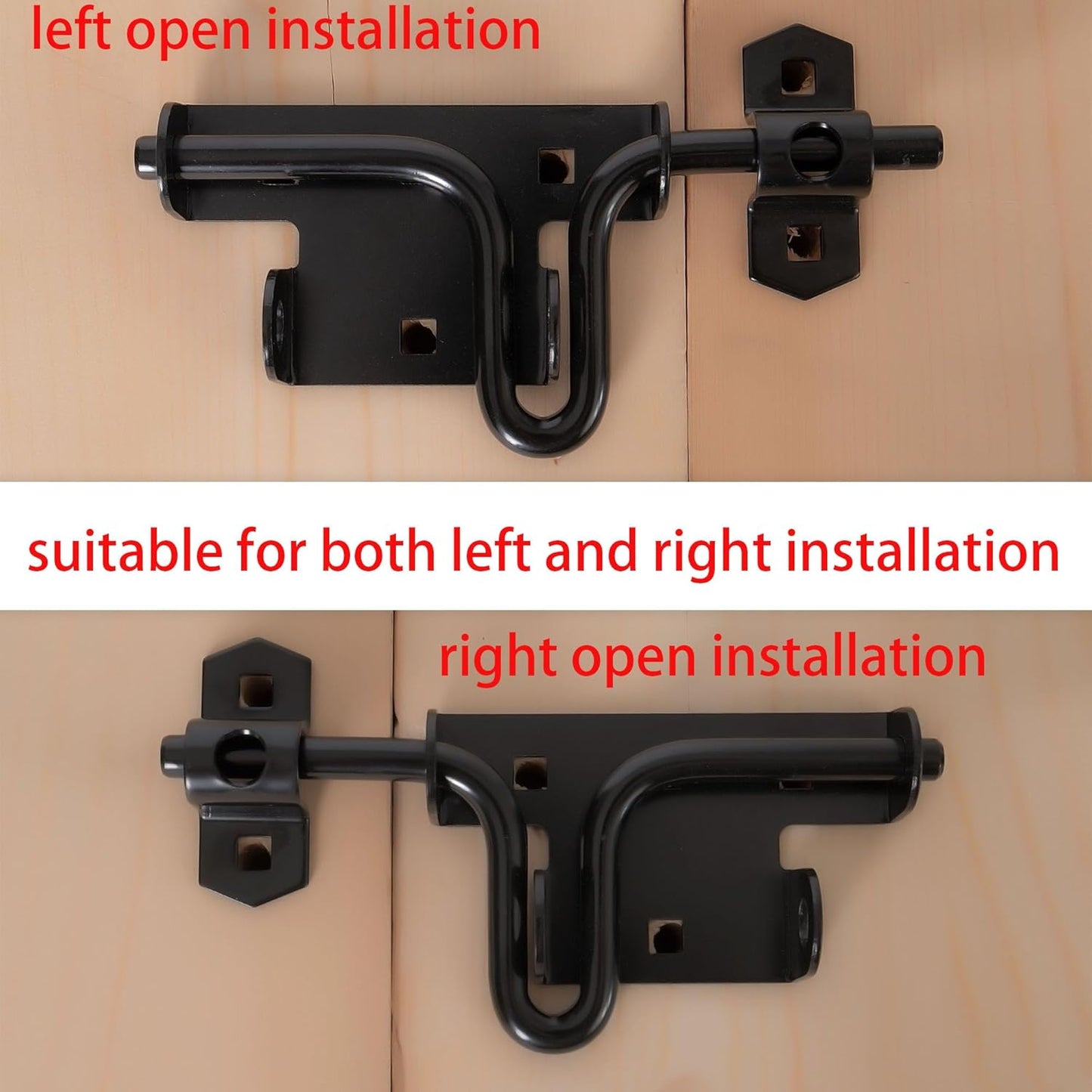 Black Coated Slide Bolt Gate Latch with Padlock Hole for Wooden and Vinyl Gates - Ideal for Fence, Shed, Yard, Barn Doors - Indoor and Outdoor Use (1 Pack) - WildKart