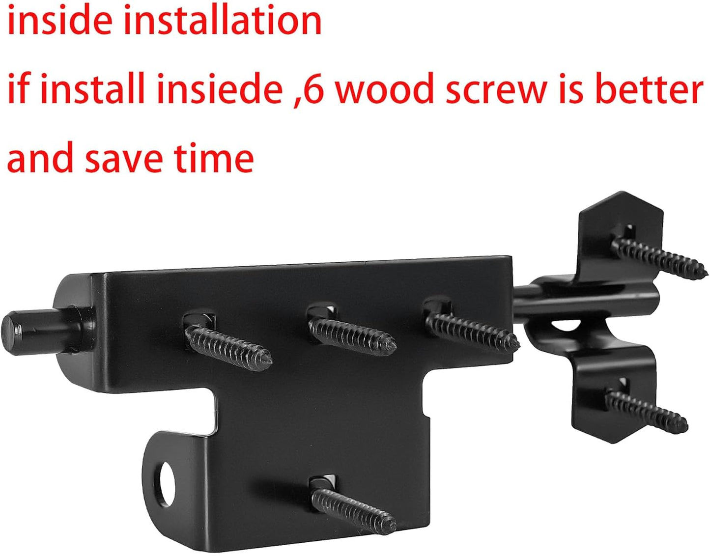 Black Coated Slide Bolt Gate Latch with Padlock Hole for Wooden and Vinyl Gates - Ideal for Fence, Shed, Yard, Barn Doors - Indoor and Outdoor Use (1 Pack) - WildKart