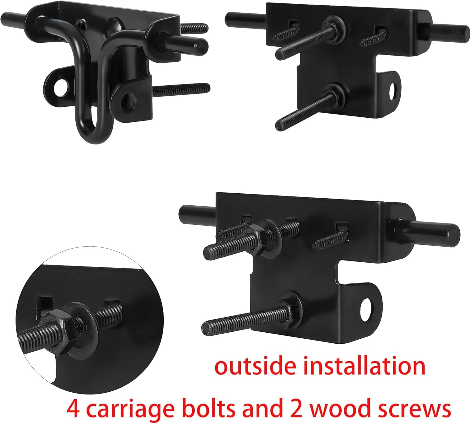 Black Coated Slide Bolt Gate Latch with Padlock Hole for Wooden and Vinyl Gates - Ideal for Fence, Shed, Yard, Barn Doors - Indoor and Outdoor Use (1 Pack) - WildKart