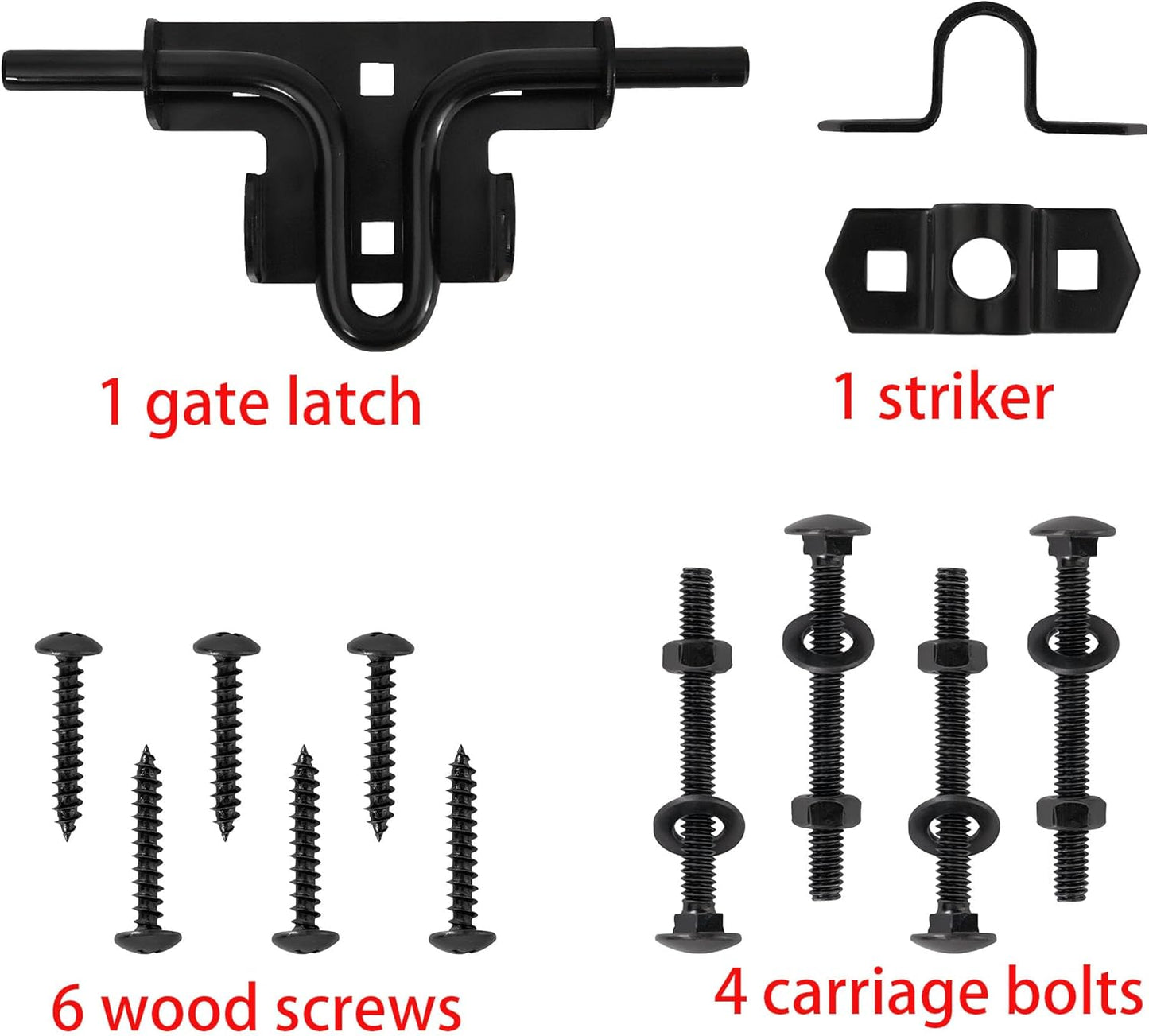 Black Coated Slide Bolt Gate Latch with Padlock Hole for Wooden and Vinyl Gates - Ideal for Fence, Shed, Yard, Barn Doors - Indoor and Outdoor Use (1 Pack) - WildKart