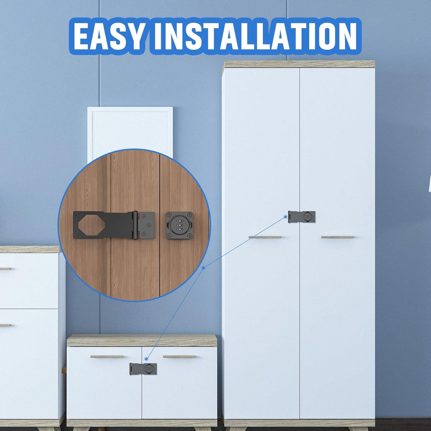 Black Combination Cabinet Lock for Small Doors, Cabinets, Barn Door - MeBantoo Household Hasp Locks for Door Security, Bathroom, Outdoor, Garden - WildKart