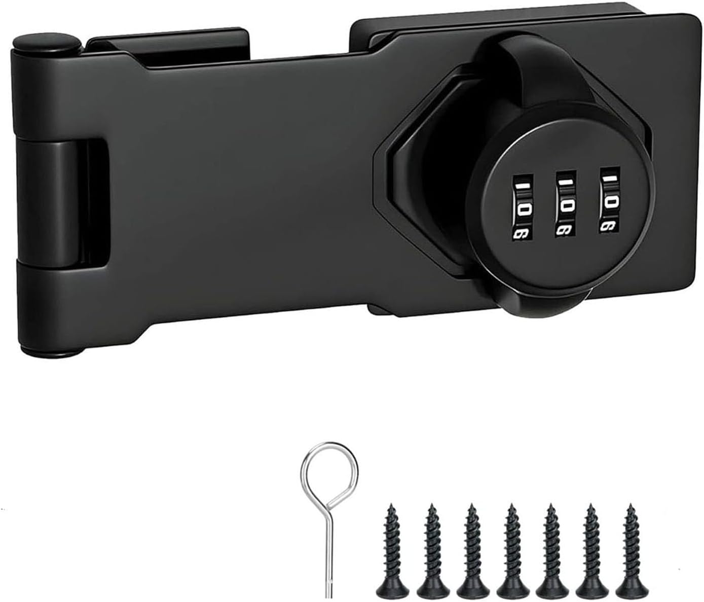 Black Combination Door Lock for Small Doors & Cabinets - Keyless Cabinet Password Hasp Lock with Screws (3.5 inch)