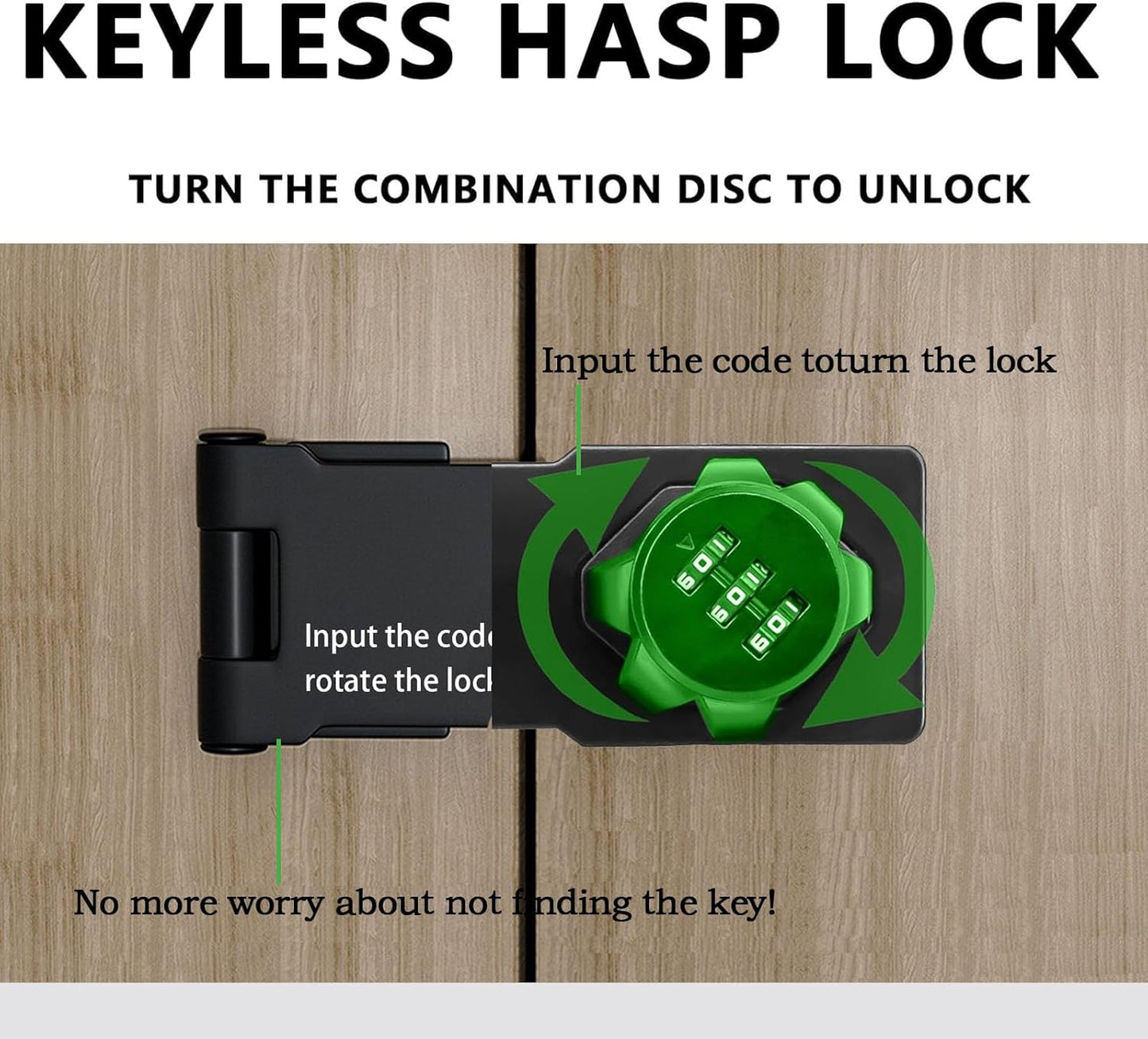 Black Combination Door Lock for Small Doors & Cabinets - Keyless Cabinet Password Hasp Lock with Screws (3.5 inch)