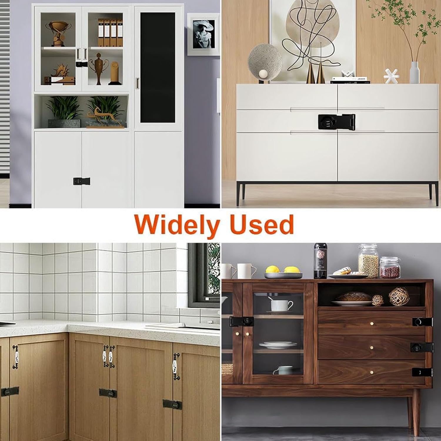 Black Combination Door Lock for Small Doors & Cabinets - Keyless Cabinet Password Hasp Lock with Screws (3.5 inch)