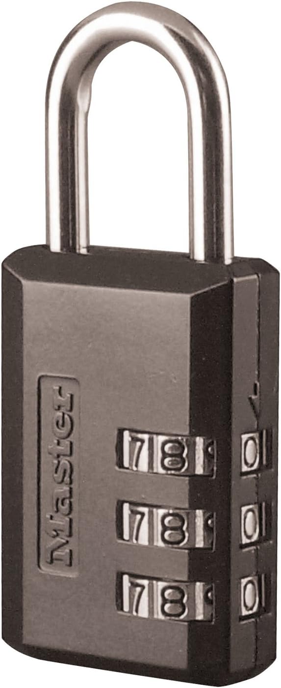 Black Combination Padlock with Customizable 3-Digit Code for Indoor Gym Lockers, Luggage, Backpacks, Cabinets - Master Lock 647D - WildKart