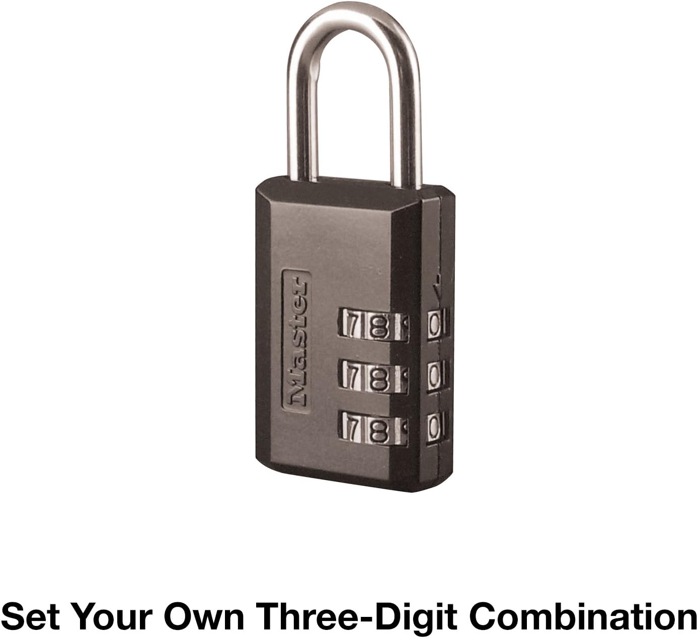 Black Combination Padlock with Customizable 3-Digit Code for Indoor Gym Lockers, Luggage, Backpacks, Cabinets - Master Lock 647D - WildKart