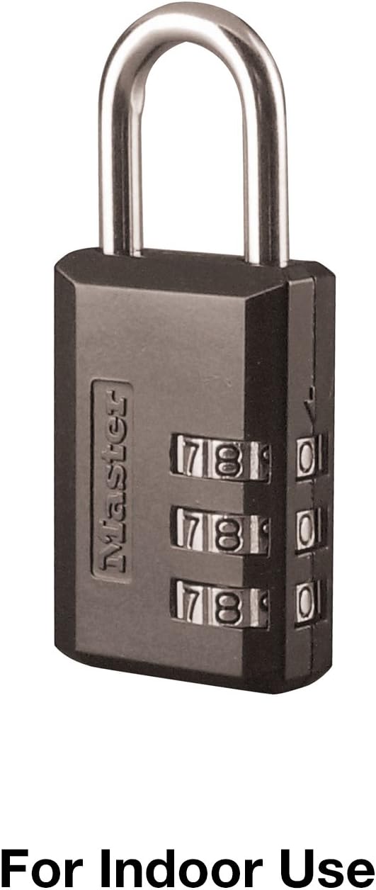 Black Combination Padlock with Customizable 3-Digit Code for Indoor Gym Lockers, Luggage, Backpacks, Cabinets - Master Lock 647D - WildKart