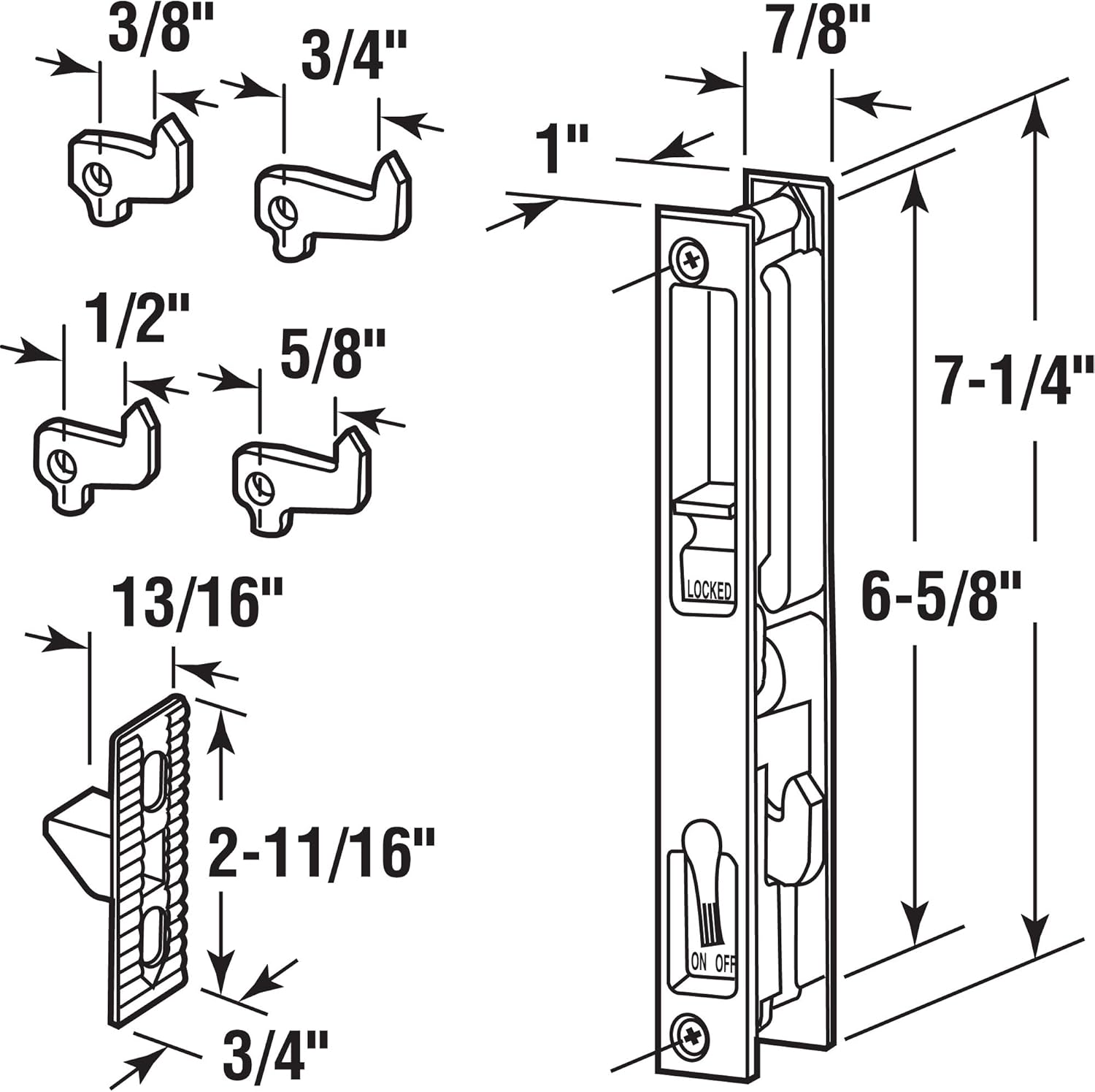 Black Diecast Sliding Door Flush Handle Set by Prime-Line - 1 Set