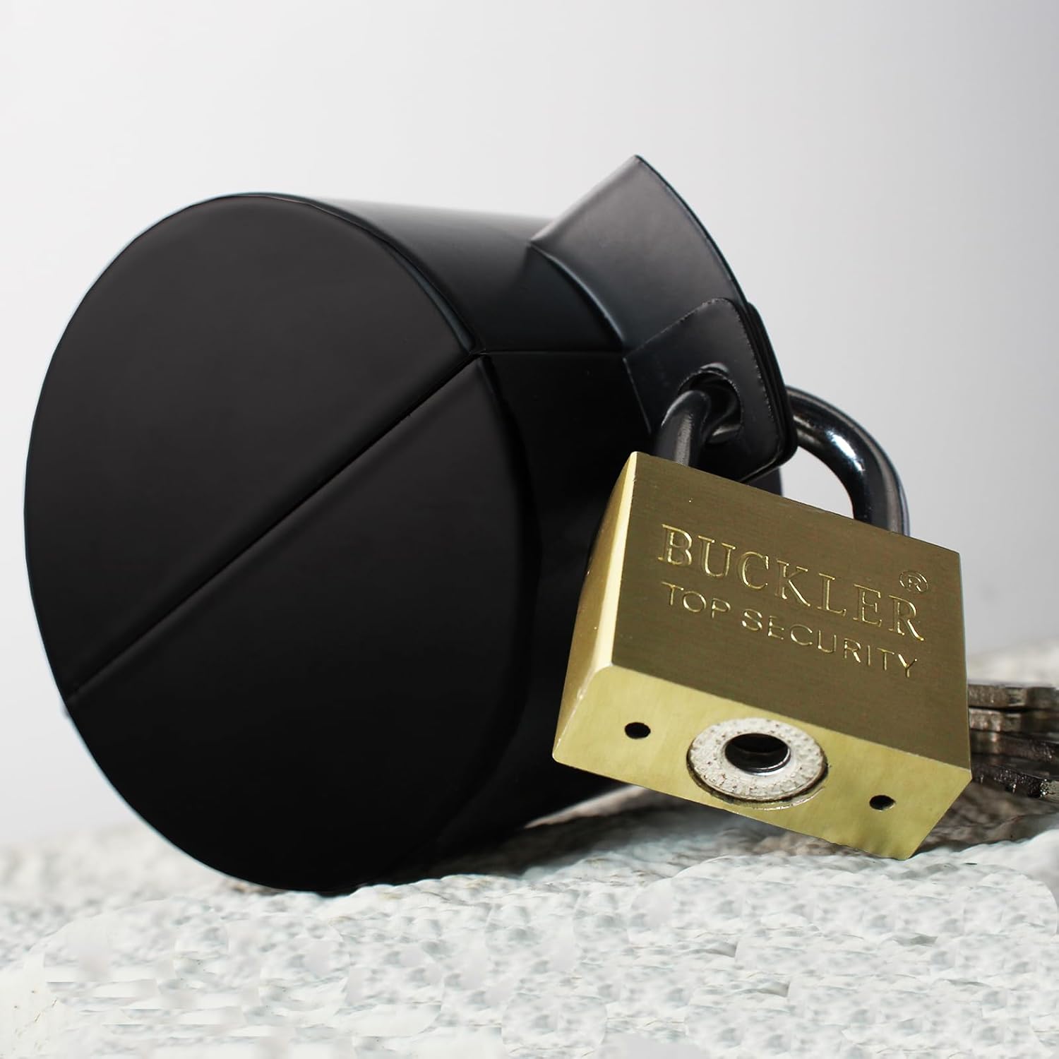 Black Door Handle Lock Cover with Padlock - Temporary Lockout Device for Knobs & Faucets to Prevent Entry