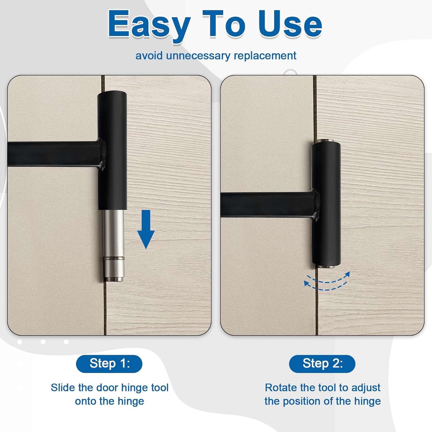 Black Door Hinge Bender Tool for Standard and Commercial Hinge Repair - Heavy Duty .134 and .180 Gauge Hinge Gap Adjusting Wrench