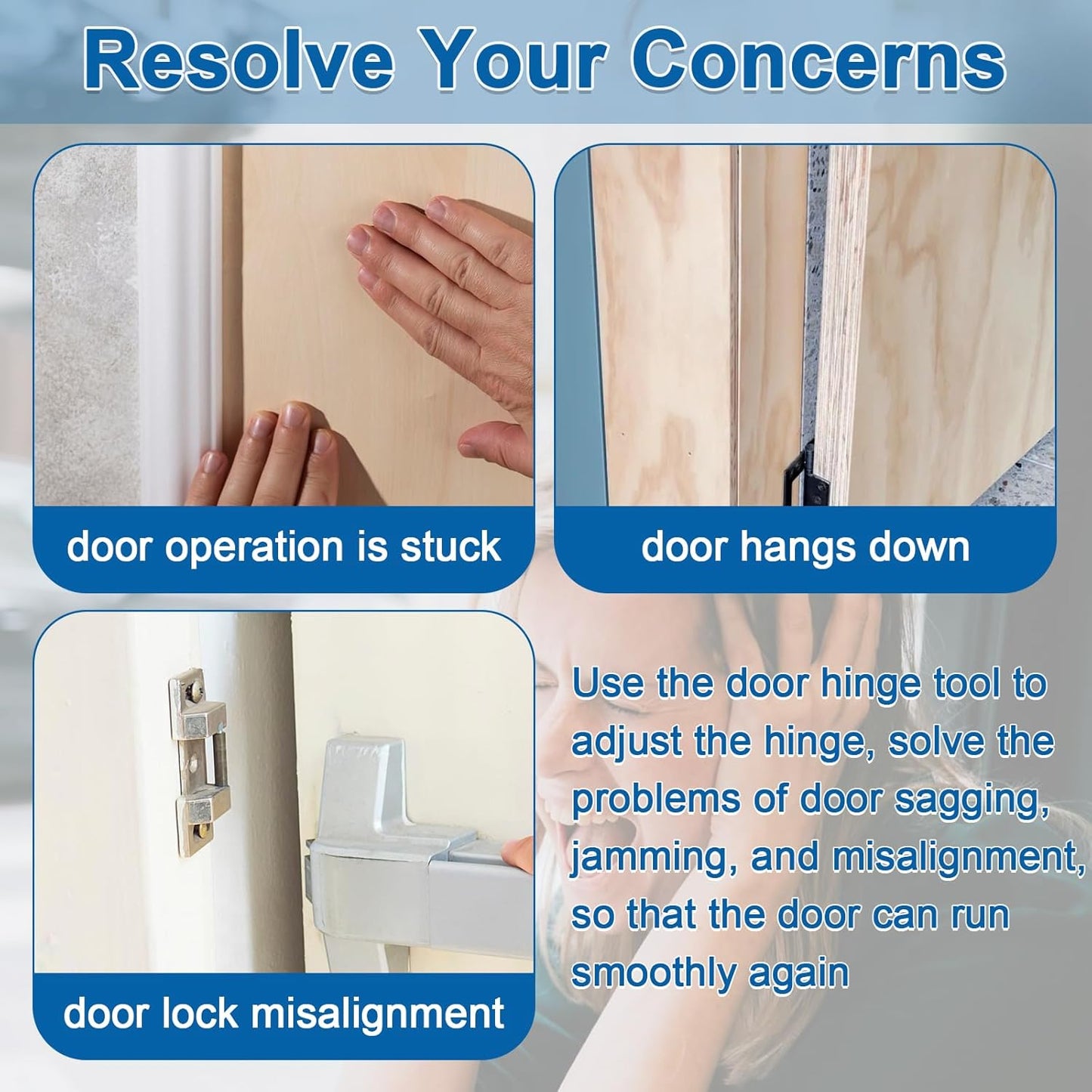 Black Door Hinge Bender Tool for Standard and Commercial Hinge Repair - Heavy Duty .134 and .180 Gauge Hinge Gap Adjusting Wrench