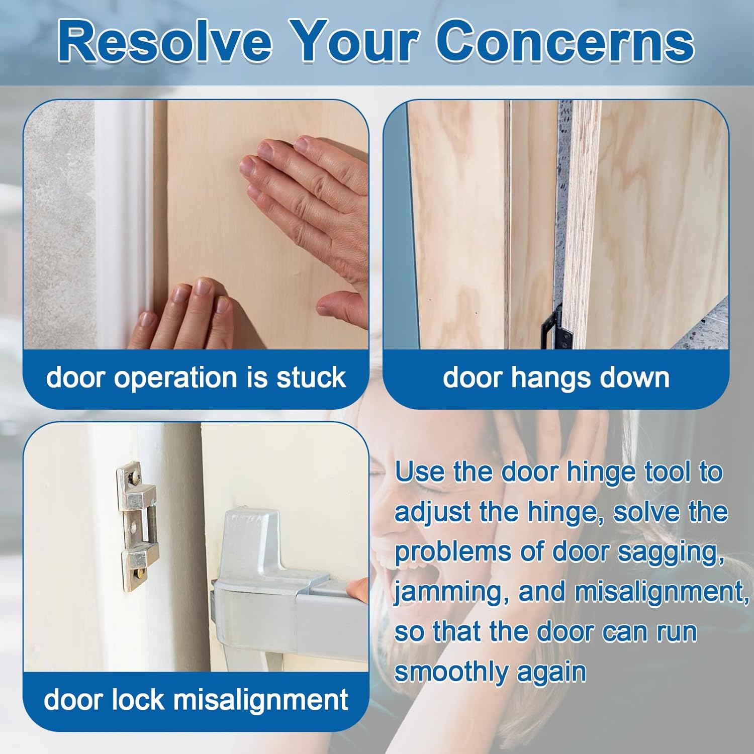 Black Door Hinge Bender Tool for Standard and Commercial Hinge Repair - Heavy Duty .134 and .180 Gauge Hinge Gap Adjusting Wrench