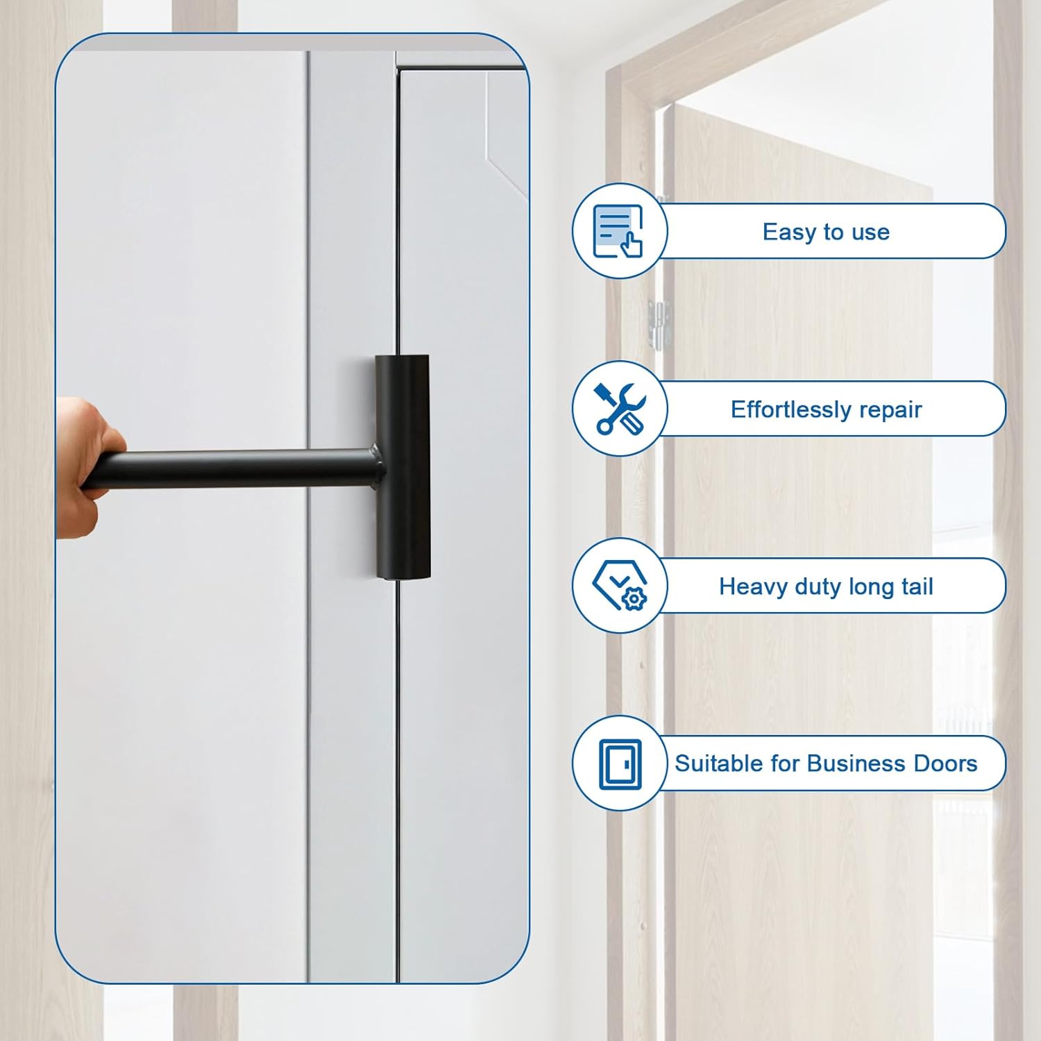 Black Door Hinge Bender Tool for Standard and Commercial Hinge Repair - Heavy Duty .134 and .180 Gauge Hinge Gap Adjusting Wrench