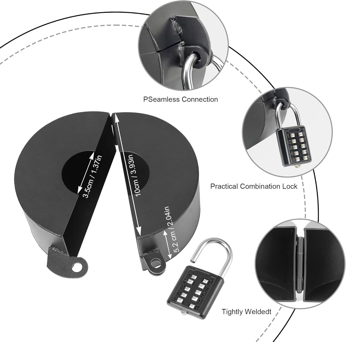 Black Door Knob Lockout Device with Padlock for Dementia Patients, Outdoor Water Faucet Lock Cover for Hose Bib, Propane Tank, Water Spigot - WildKart