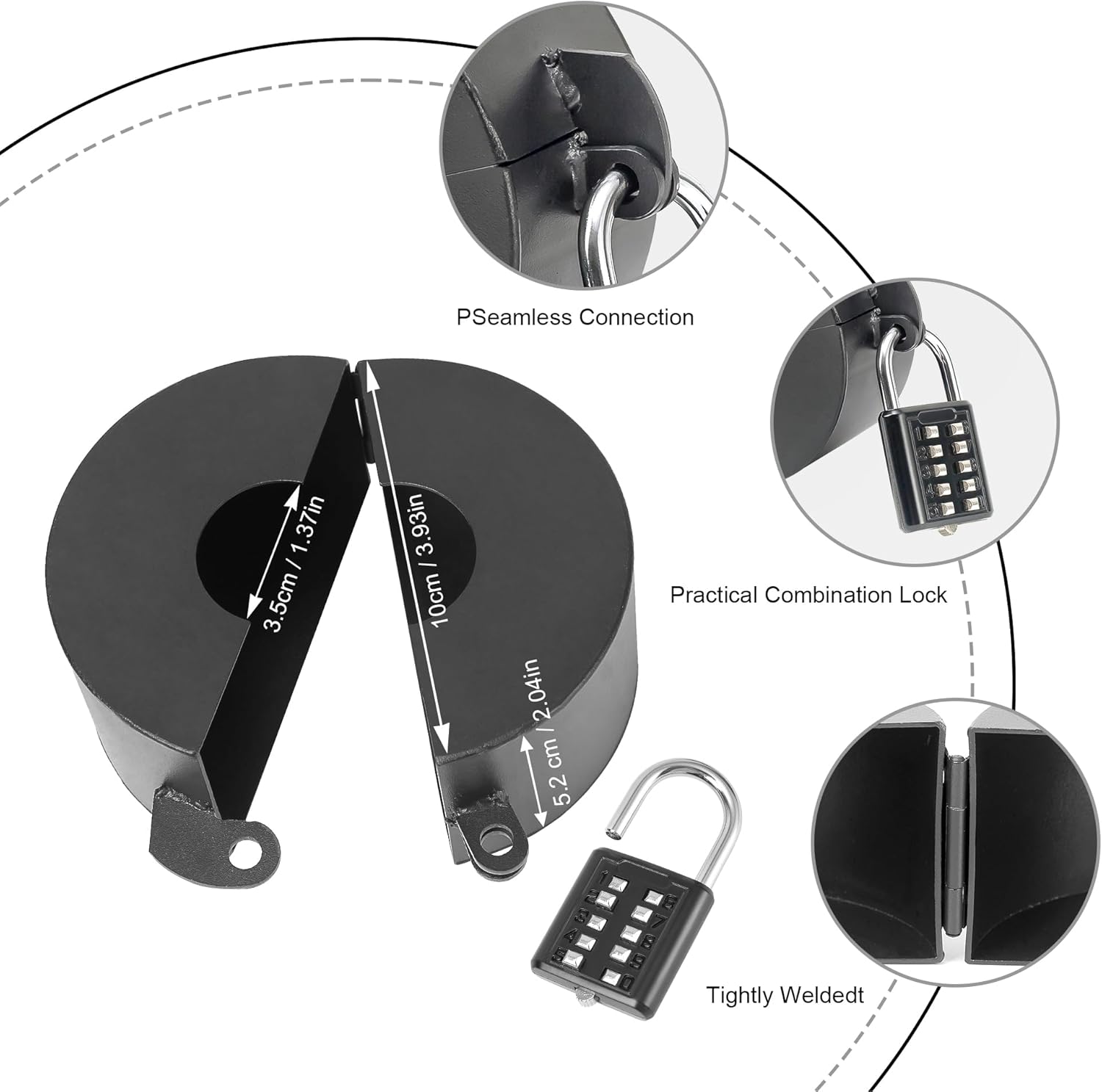 Black Door Knob Lockout Device with Padlock for Dementia Patients, Outdoor Water Faucet Lock Cover for Hose Bib, Propane Tank, Water Spigot - WildKart