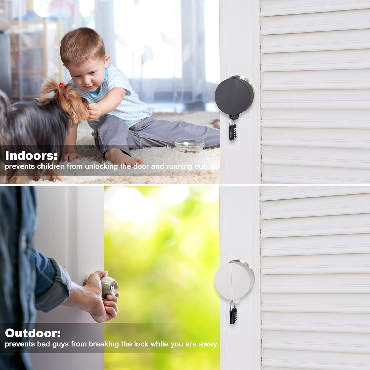 Black Door Knob Lockout Device with Padlock for Dementia Patients, Outdoor Water Faucet Lock Cover for Hose Bib, Propane Tank, Water Spigot - WildKart