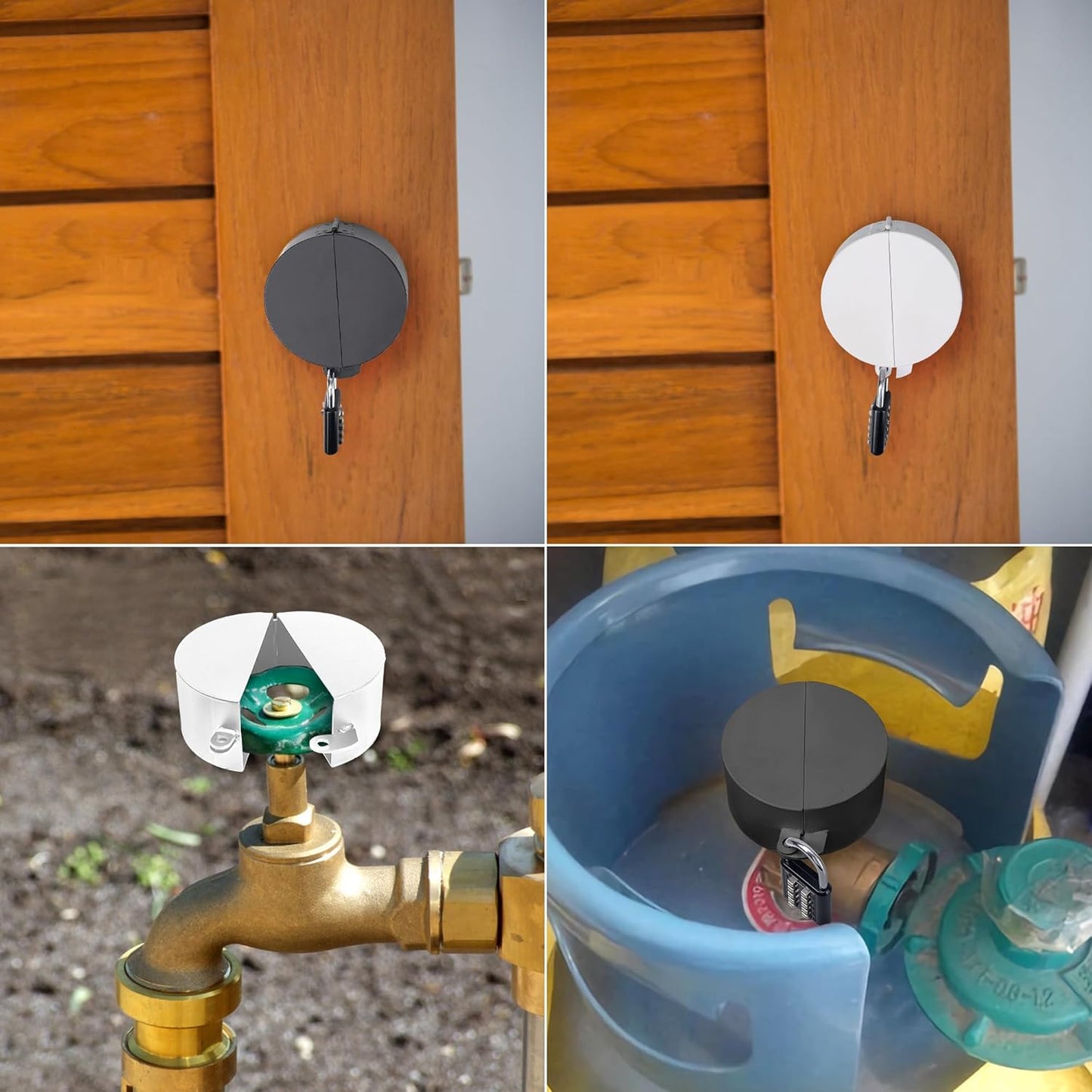 Black Door Knob Lockout Device with Padlock for Dementia Patients, Outdoor Water Faucet Lock Cover for Hose Bib, Propane Tank, Water Spigot - WildKart