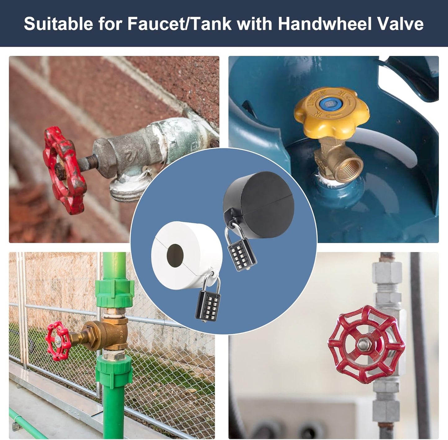 Black Door Knob Lockout Device with Padlock for Dementia Patients, Outdoor Water Faucet Lock Cover for Hose Bib, Propane Tank, Water Spigot - WildKart