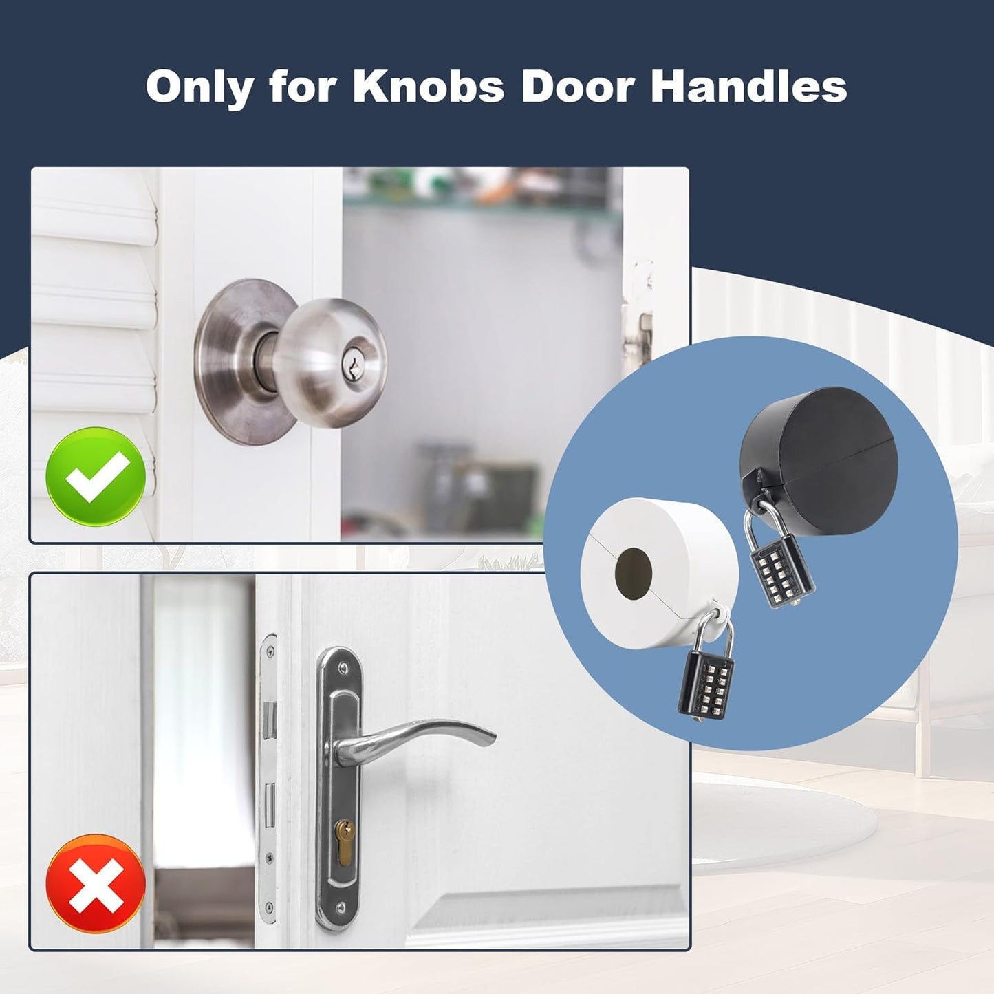 Black Door Knob Lockout Device with Padlock for Dementia Patients, Outdoor Water Faucet Lock Cover for Hose Bib, Propane Tank, Water Spigot - WildKart