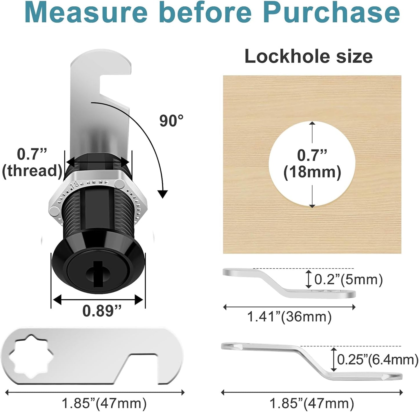 Black Finish 3/4'' Cylinder Cam Locks Keyed Alike Set for Cabinets, Drawers, RV Storage - 2 Pack