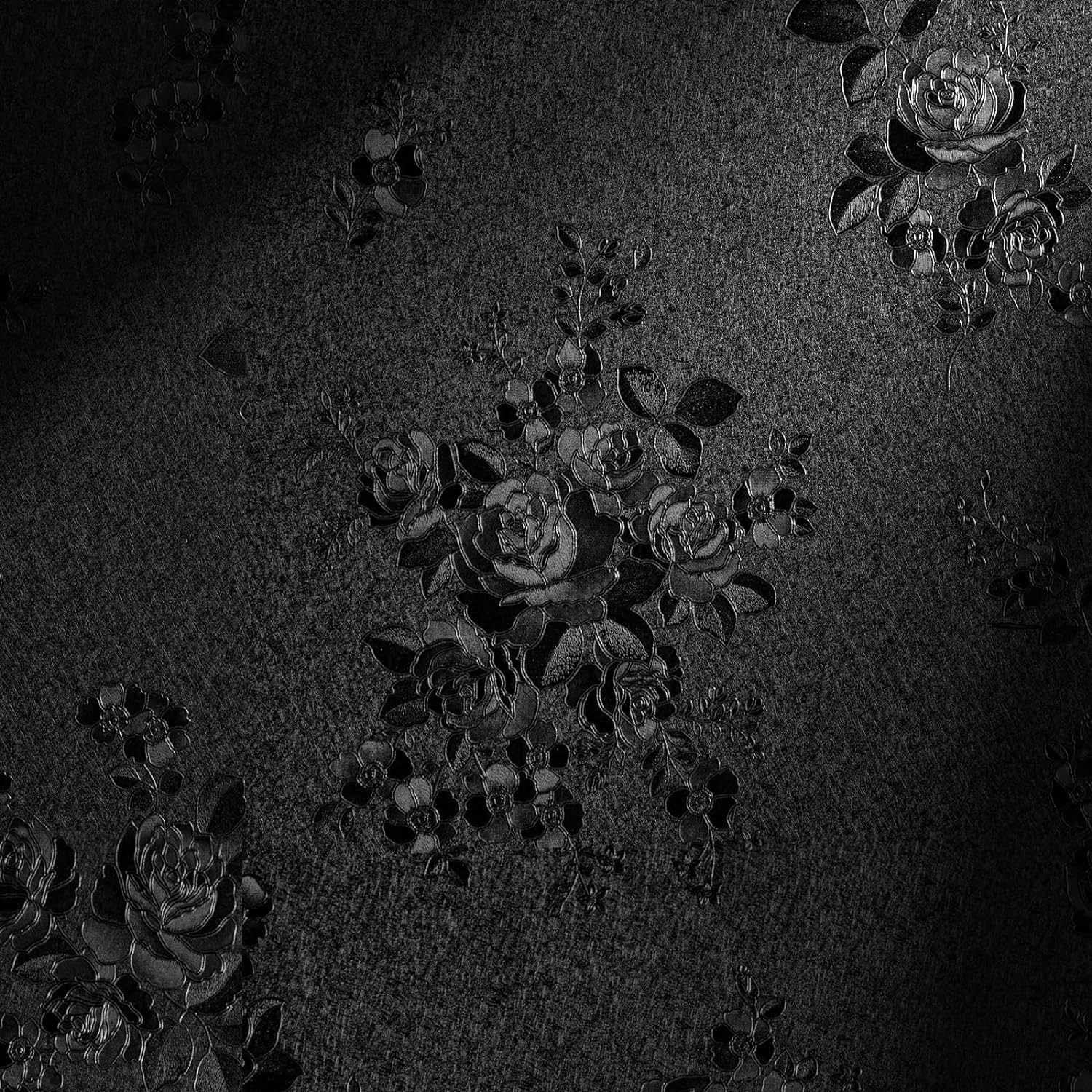 Black Floral Embossed Peel and Stick Wallpaper - Removable 17.7"x196.8" Self Adhesive Contact Paper for Countertops and Cabinets