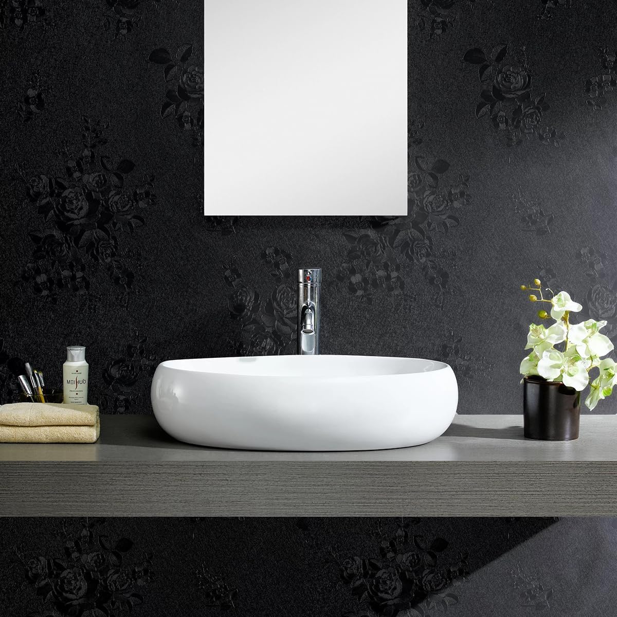 Black Floral Embossed Peel and Stick Wallpaper - Removable 17.7"x196.8" Self Adhesive Contact Paper for Countertops and Cabinets