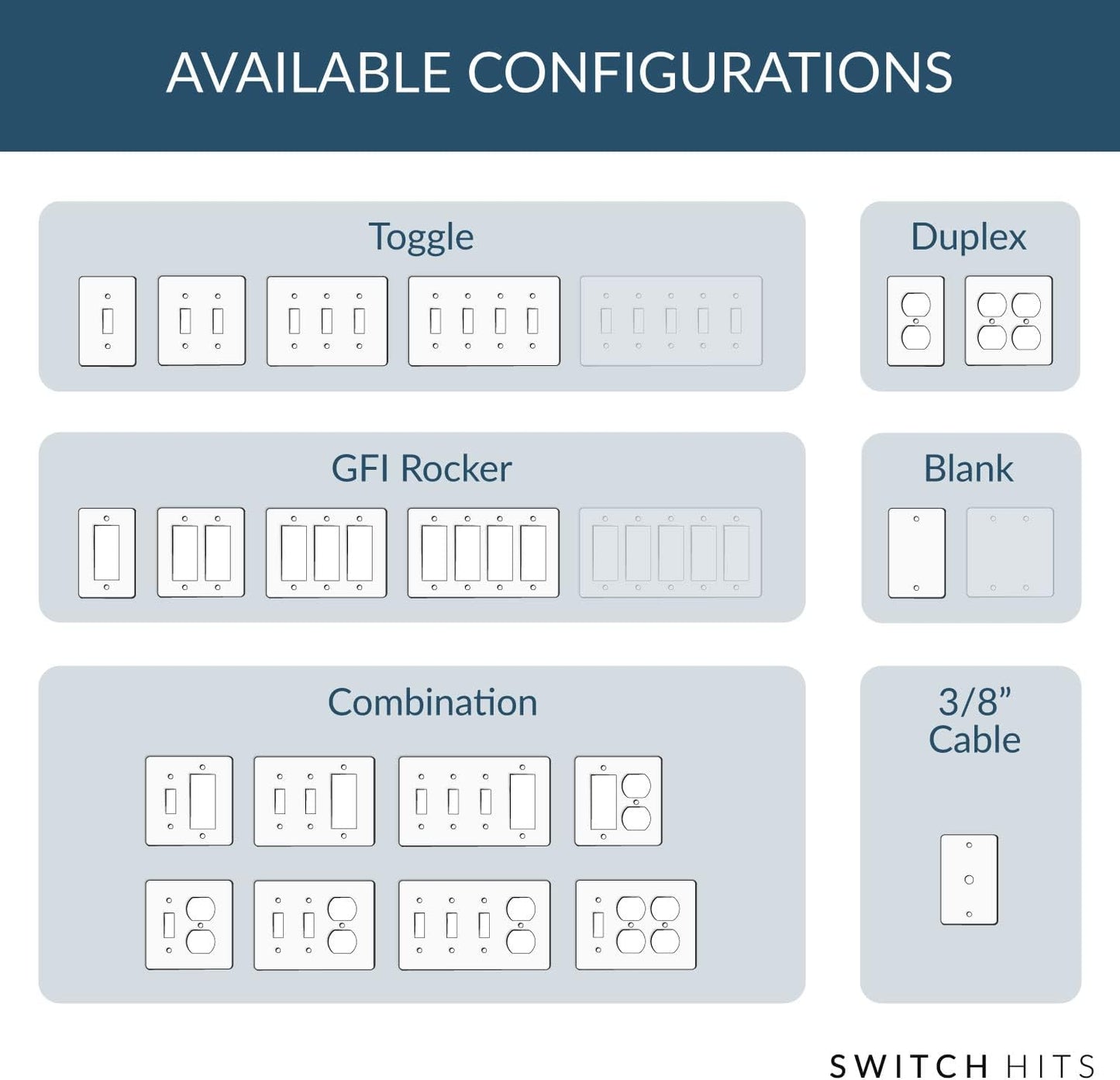 Black Glass Mirror Double Outlet Cover Plate with 2 GFI Rocker Switches - 5.25" x 5.25" - Professional Quality Glass Mirror Wall Plate Covers for All Configurations