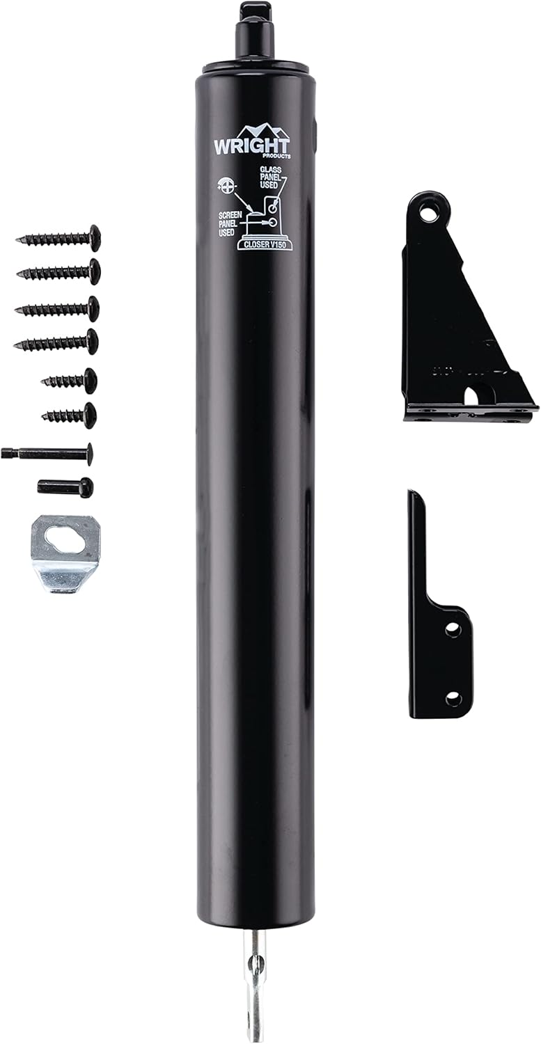 Black Heavy Duty Pneumatic Screen and Storm Door Closer by Wright Products - 12.63"L x 1.5"W x 1.5"H - WildKart