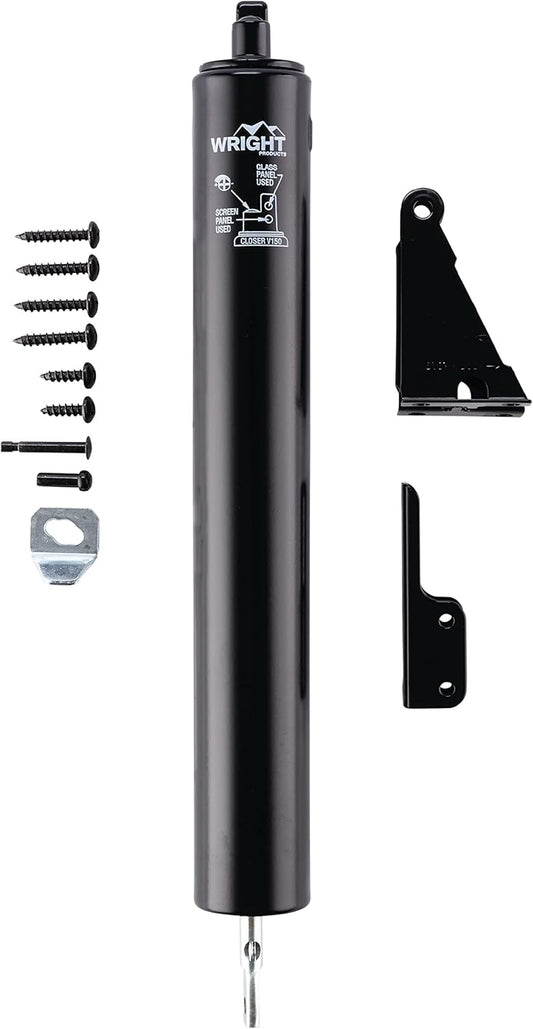Black Heavy Duty Pneumatic Screen and Storm Door Closer by Wright Products - 12.63"L x 1.5"W x 1.5"H - WildKart