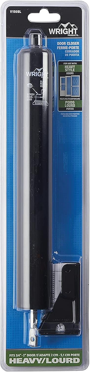 Black Heavy Duty Pneumatic Screen and Storm Door Closer by Wright Products - 12.63"L x 1.5"W x 1.5"H - WildKart