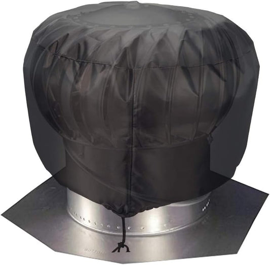 Black Heavy Duty Water Resistant Oxford Turbine Roof Vent Cover (20"x20") with Hem Drawstring