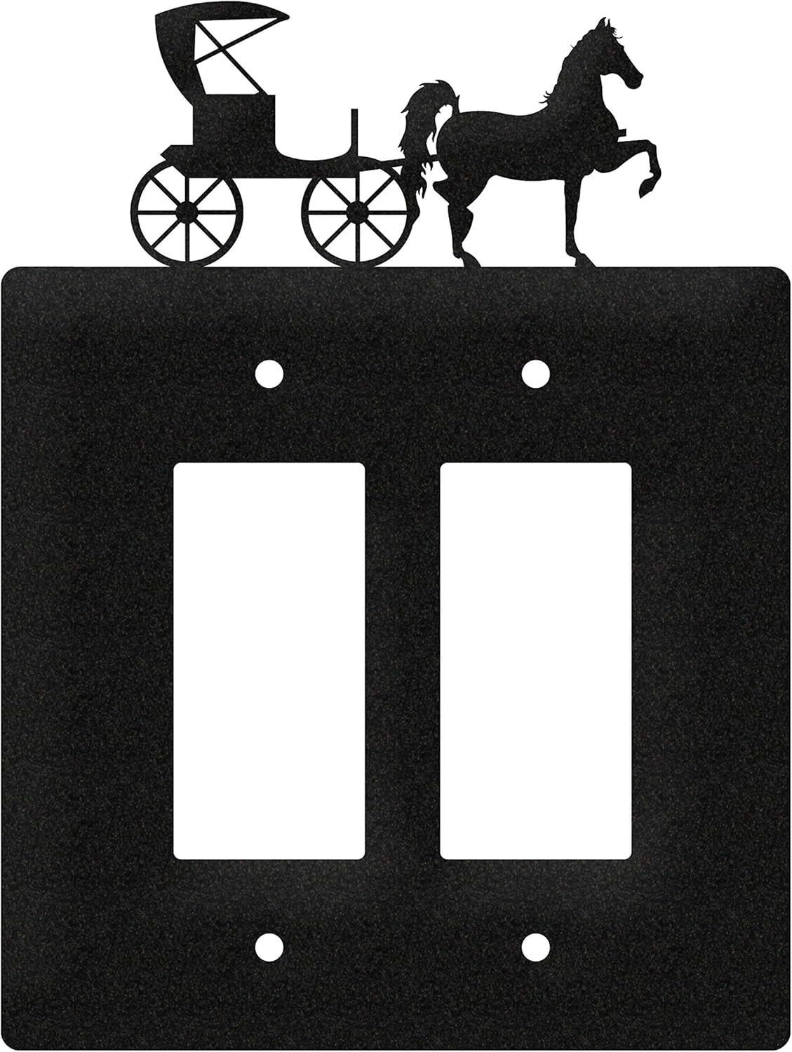 Black Horse and Buggy Double Rocker Wall Plate Cover by SWEN Products