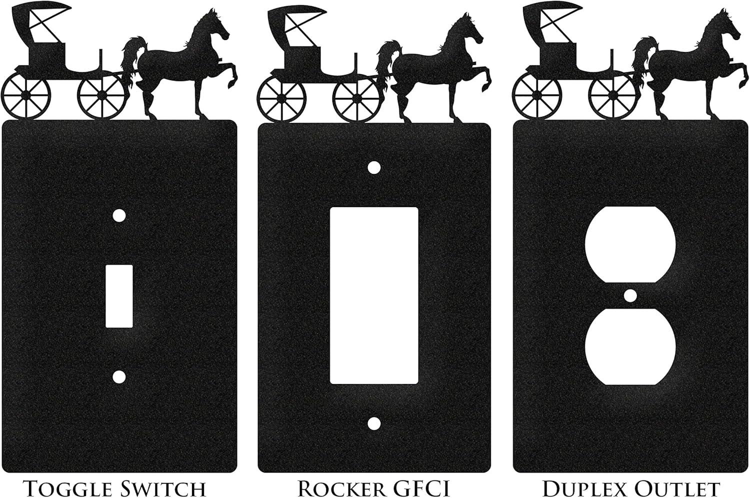 Black Horse and Buggy Double Rocker Wall Plate Cover by SWEN Products