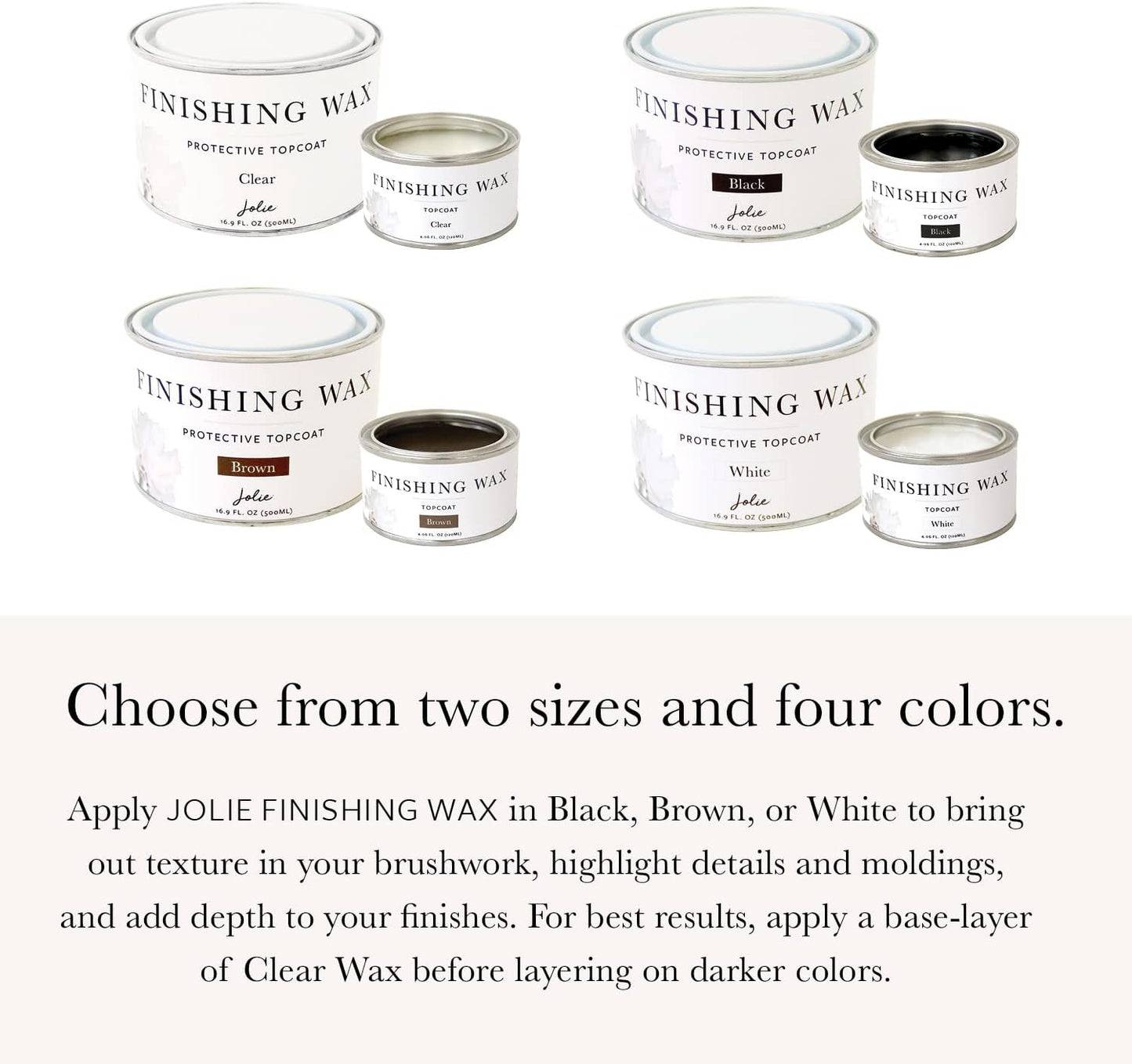 Black Jolie Finishing Wax for Interior Furniture, Cabinets, Walls, and Decor - 120 ml - Odor-Free and Non-Hazardous