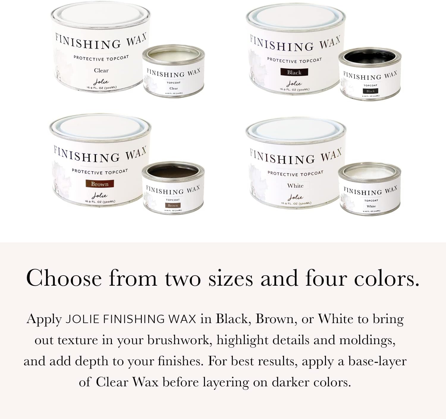 Black Jolie Finishing Wax for Interior Furniture, Cabinets, Walls, and Decor - 120 ml - Odor-Free and Non-Hazardous