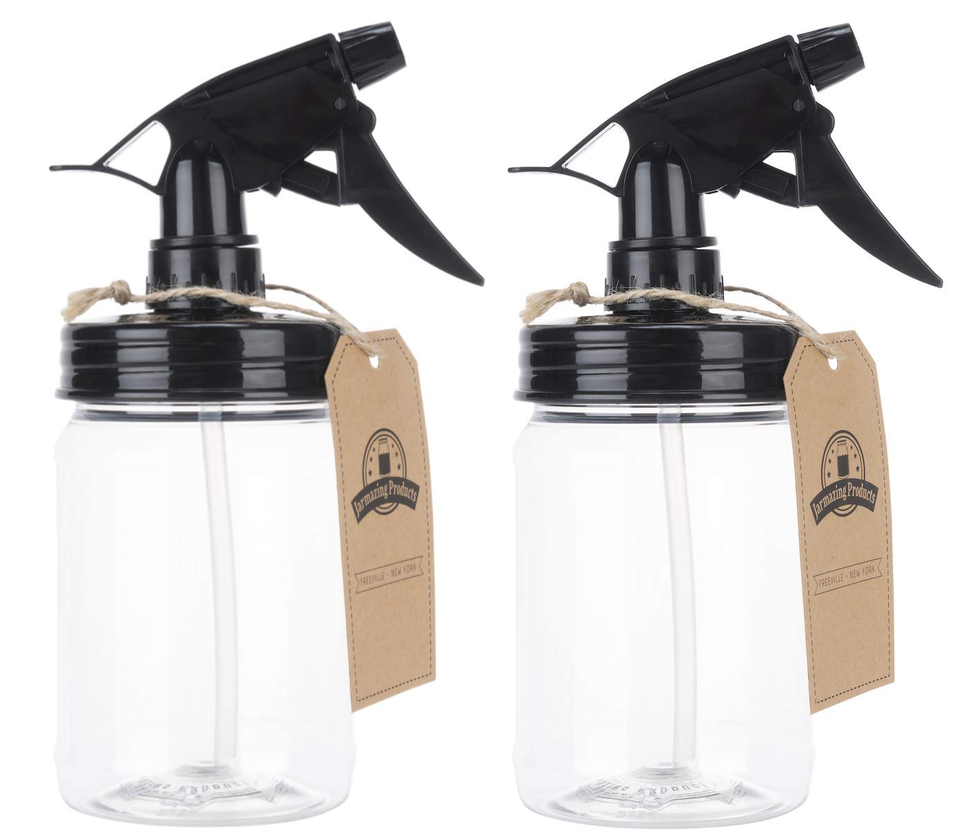 Black Mason Jar Sprayer Set with 16 oz Plastic Jars - Two Pack by Jarmazing Products