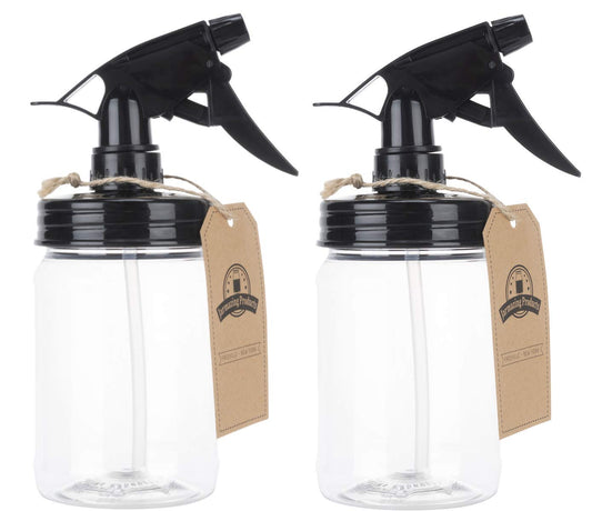 Black Mason Jar Sprayer Set with 16 oz Plastic Jars - Two Pack by Jarmazing Products
