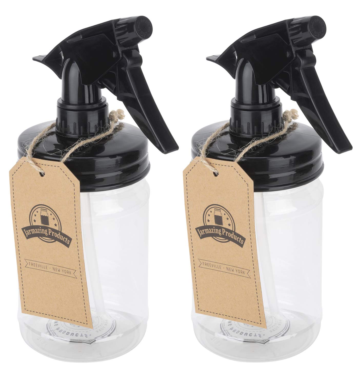 Black Mason Jar Sprayer Set with 16 oz Plastic Jars - Two Pack by Jarmazing Products