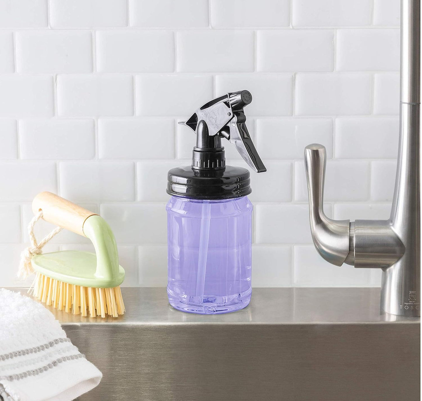 Black Mason Jar Sprayer Set with 16 oz Plastic Jars - Two Pack by Jarmazing Products