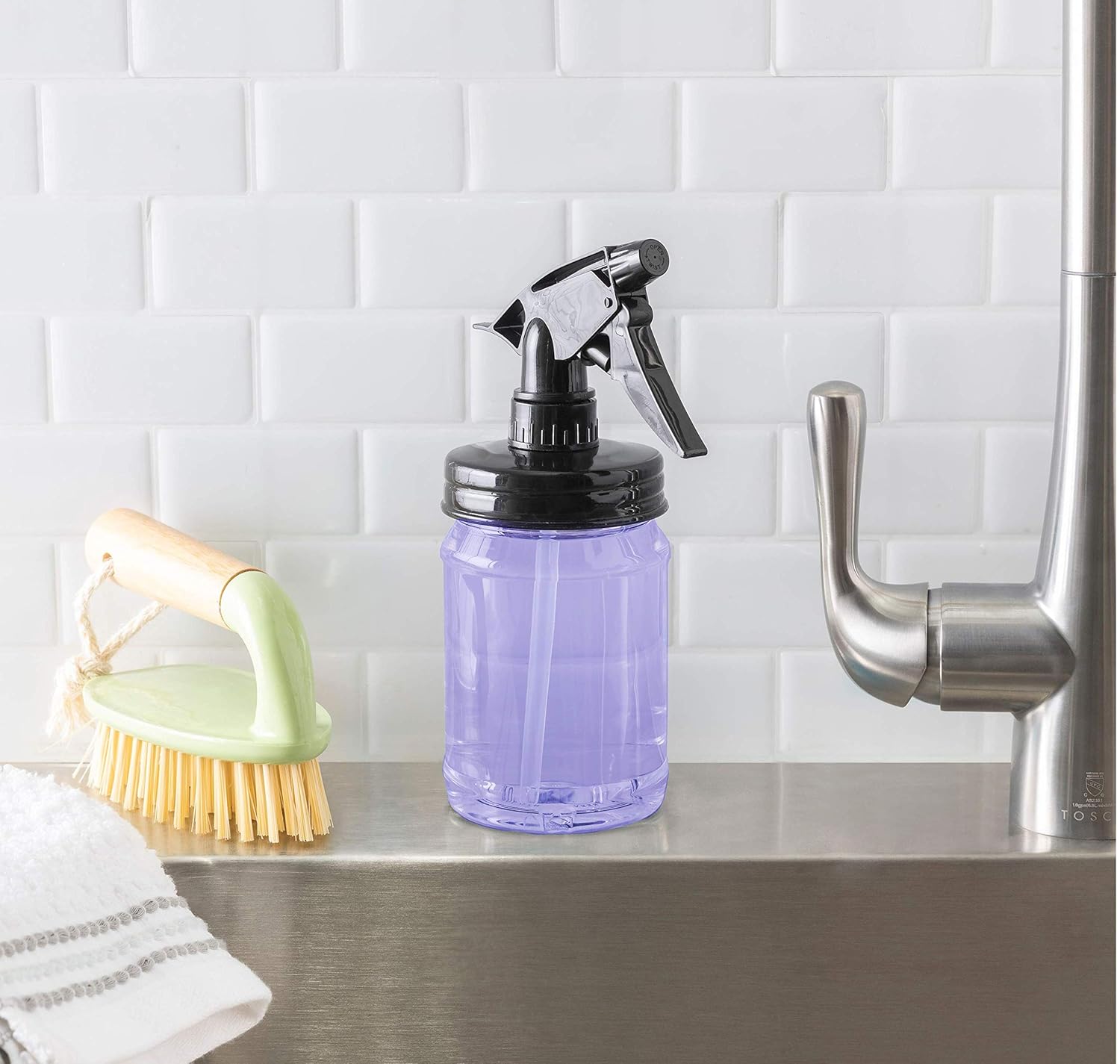 Black Mason Jar Sprayer Set with 16 oz Plastic Jars - Two Pack by Jarmazing Products