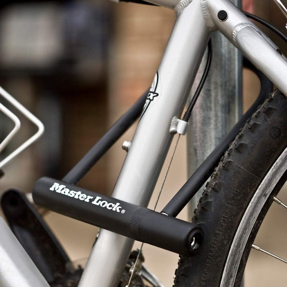 Black Master Lock Bike U-Lock with Key - Standard Size Anti-Theft Lock for Bicycles and Outdoor Equipment - WildKart