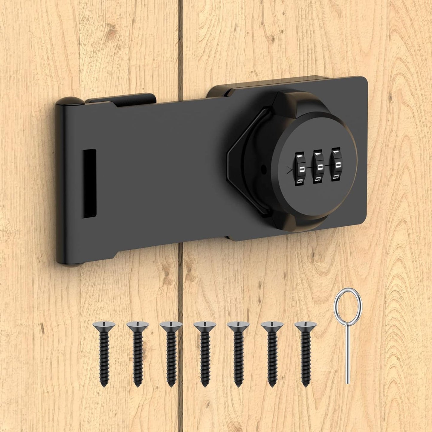 Black Mechanical Combination Lock for Small Doors, Cabinets, Barns - YogePote Rotary Hasp Locks for Door Security Gate, Bathroom, Outdoor, Closet, Fence