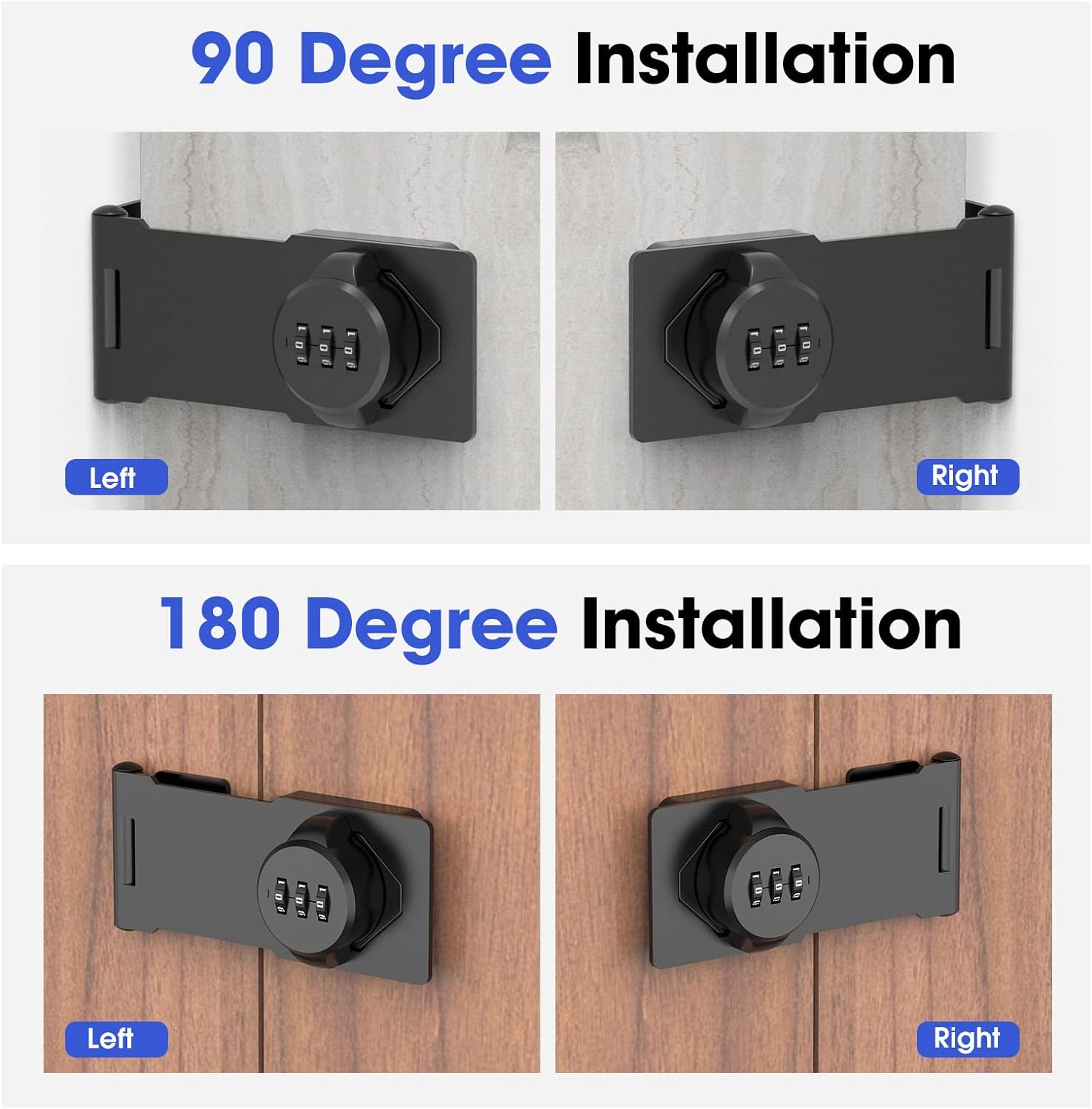 Black Mechanical Combination Lock for Small Doors, Cabinets, Barns - YogePote Rotary Hasp Locks for Door Security Gate, Bathroom, Outdoor, Closet, Fence