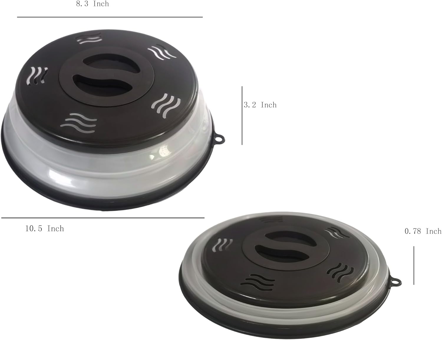 Black Microwave Splatter Cover with Vent, Splatter Guard, Colander Kitchen Gadget - BPA-Free Silicone & Plastic, Dishwasher-Safe