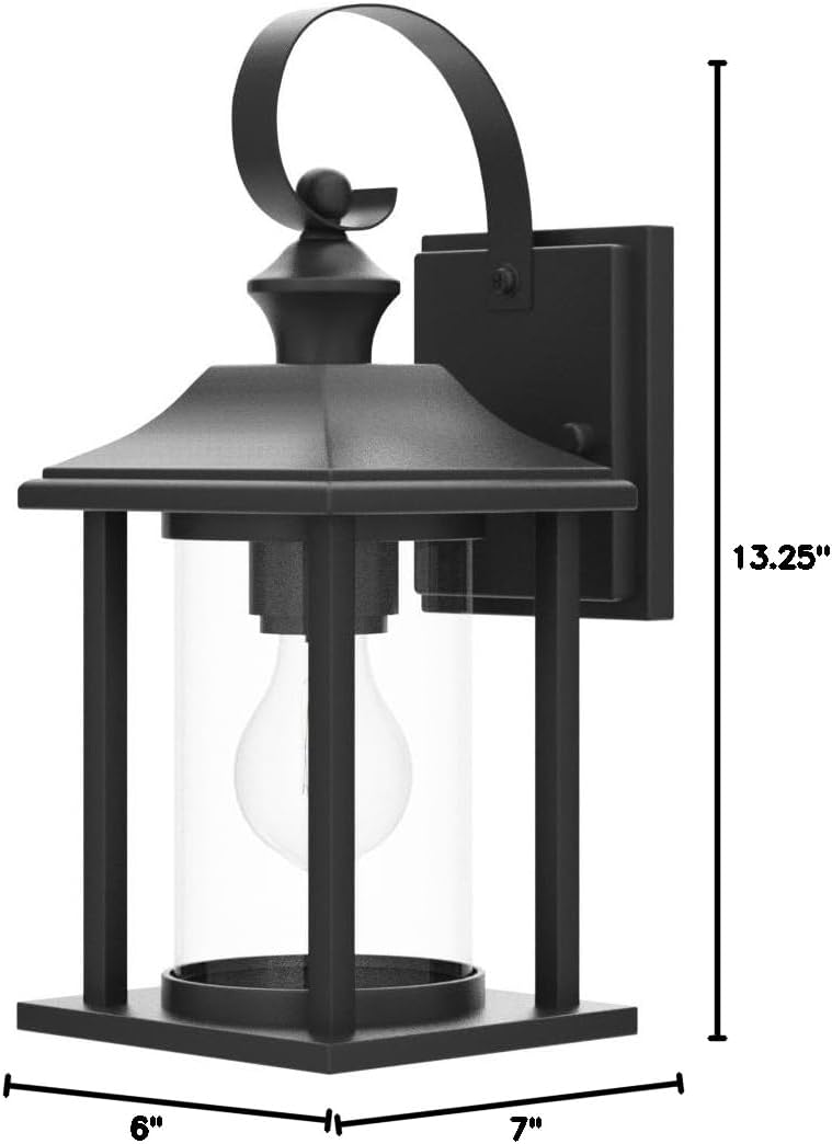 Black Outdoor Patio/Porch Wall Mount Exterior Lighting Lantern Fixtures Twin Pack - Designers Impressions 73478